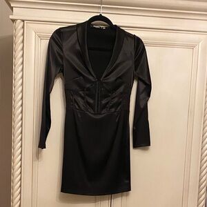 Missguided Black Long Sleeve Buster Dress:  Petite size 0